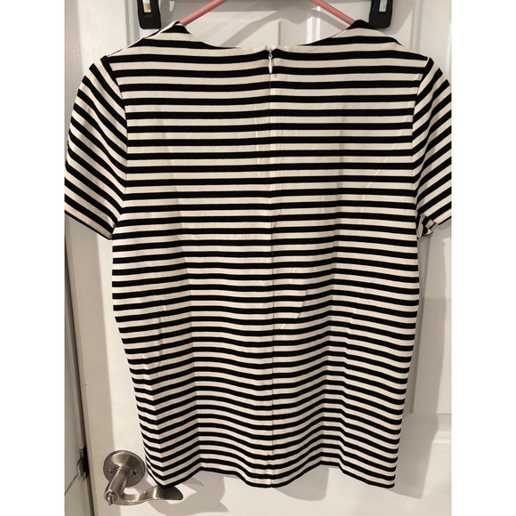 Talbots Womens Top Medium Black White Striped Short‎ Sleeve Career Casual - Picture 3 of 3
